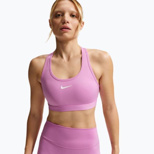 Biustonosz treningowy Nike Swoosh Medium Support light magenta/white