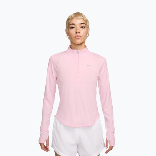 Longsleeve do biegania damski Nike Tempo Swoosh Run Dri-Fit 1/4-Zip pink foam/white