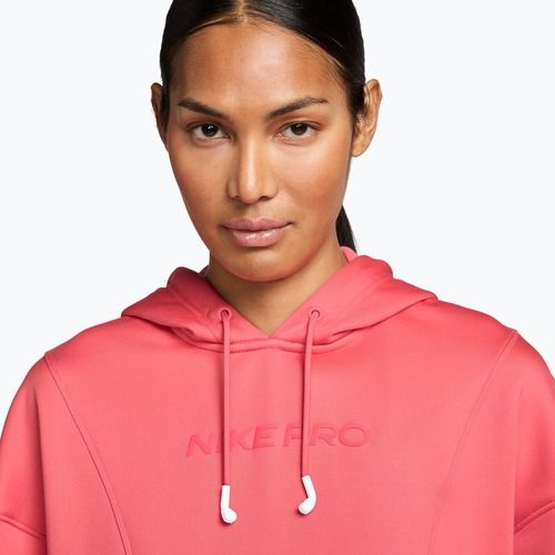 Bluza treningowa damska Nike Pro Therma-Fit Hoodie sea coral/white