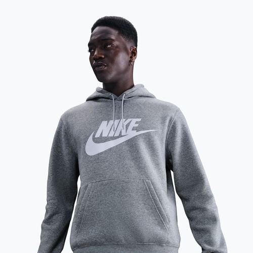 Bluza męska Nike Club Pullover Hoodie dark grey heather/light smoke grey/white