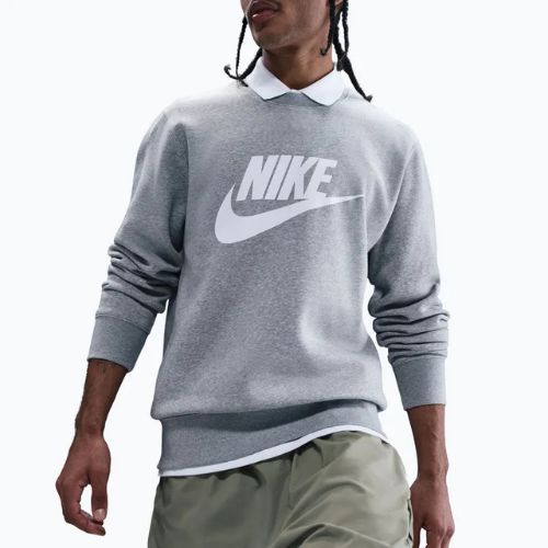 Bluza męska Nike Sportswear Club Graphic Fleece Crew dark grey heather/white
