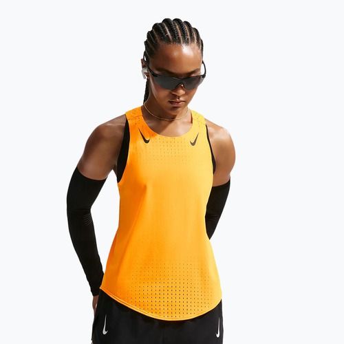 Koszulka do biegania damska Nike AeroSwift Dri-Fit ADV Singlet laser orange/black