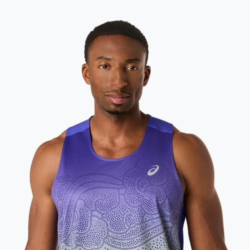 Koszulka do biegania męska ASICS Road Fade Singlet cobalt burst/illuminate green