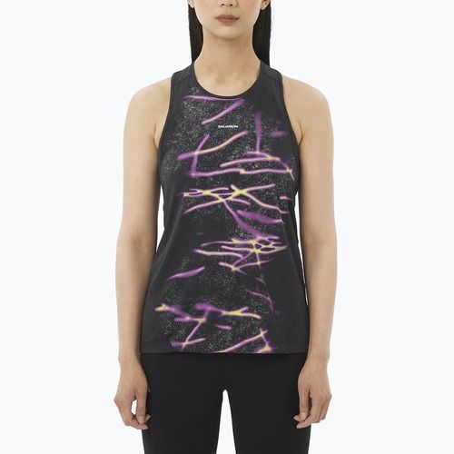 Koszulka do biegania damska Salomon Shakeout Core Tank GFX deep black