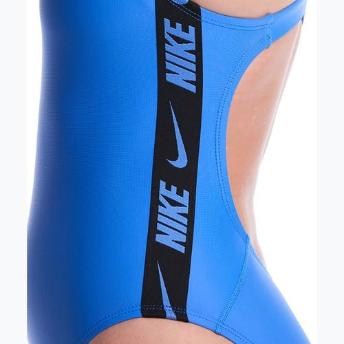 Strój pływacki jednoczęściowy damski Nike Logo Tape Fastback blue crystal