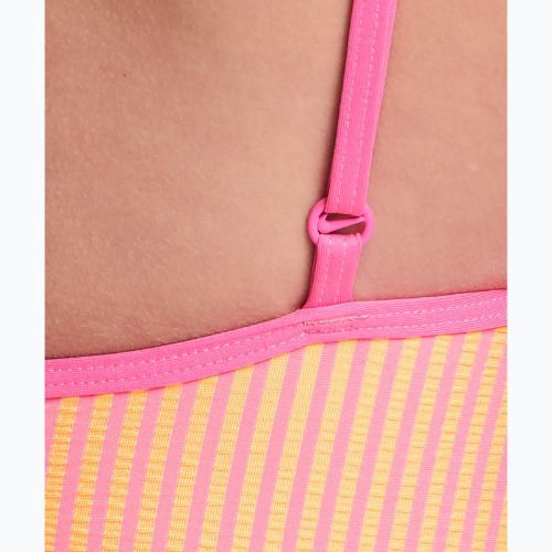 Strój pływacki jednoczęściowy damski Nike Ocean Bound Ripple Texture Square Neck pink glow