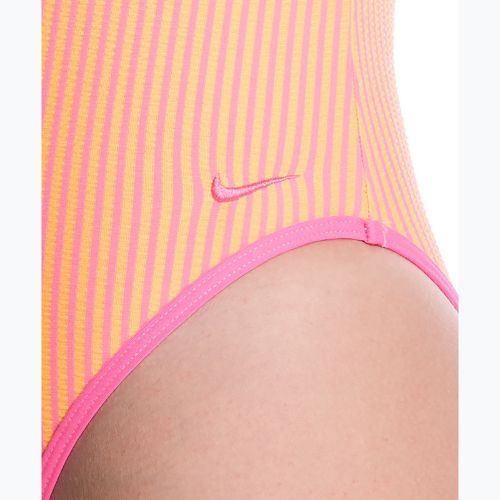 Strój pływacki jednoczęściowy damski Nike Ocean Bound Ripple Texture Square Neck pink glow