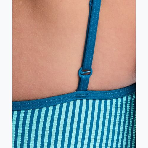 Strój pływacki jednoczęściowy damski Nike Ocean Bound Ripple Texture Square Neck bleached turquoise