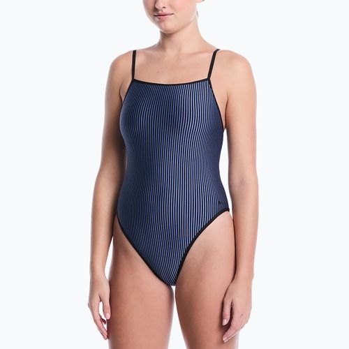 Strój pływacki jednoczęściowy damski Nike Ocean Bound Ripple Texture Square Neck slate