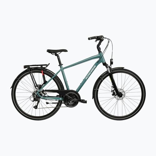 Rower trekkingowy męski KROSS Trans 3.0 zielony/srebrny/połysk