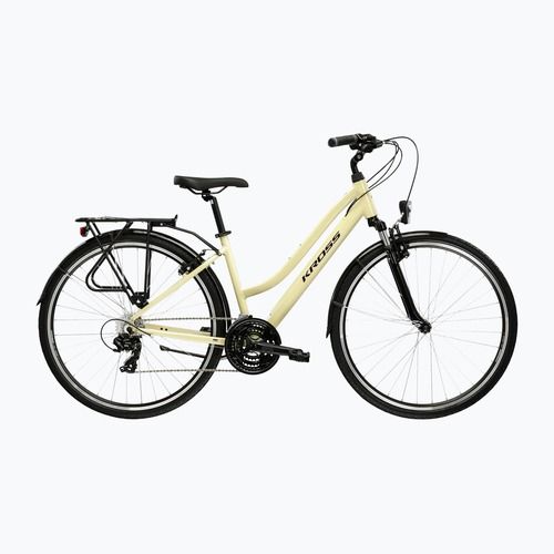 Rower trekkingowy damski KROSS Trans 1.0 W beżowy/fioletowy/połysk