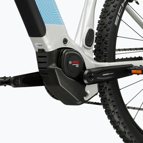 Rower elektryczny damski KROSS Influx Hyb 5.0 W 29 el. 800 Wh srebrny/niebieski/połysk