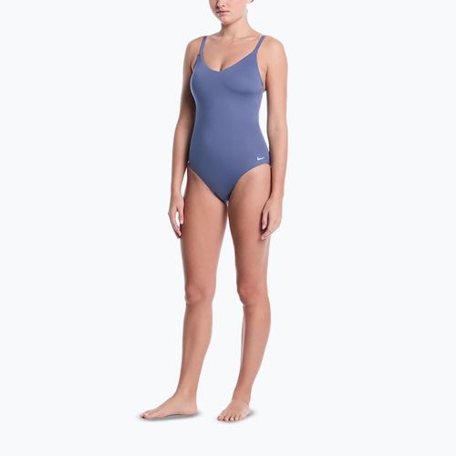Strój pływacki jednoczęściowy damski Nike Essential V-Neck slate