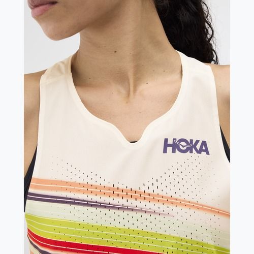 Koszulka do biegania damska HOKA Race Day Singlet alabaster flare