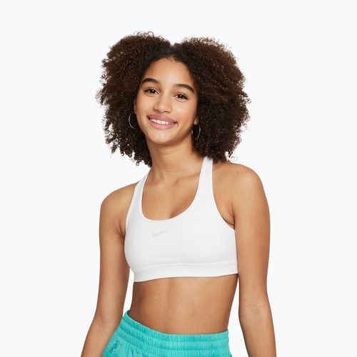 Biustonosz treningowy dziecięcy Nike Swoosh white/pure platinum