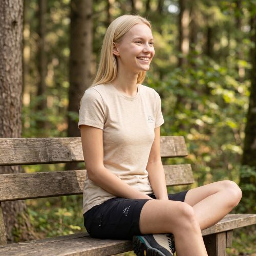 Koszulka trekkingowa damska KADVA Merivra merino beżowy