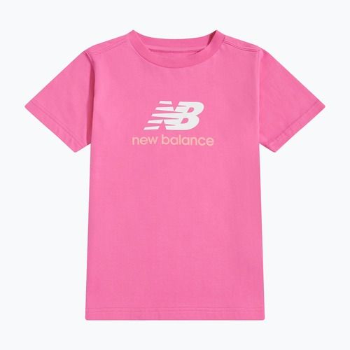 Koszulka dziecięca New Balance Jersey Stacked Logo Tee pink satin