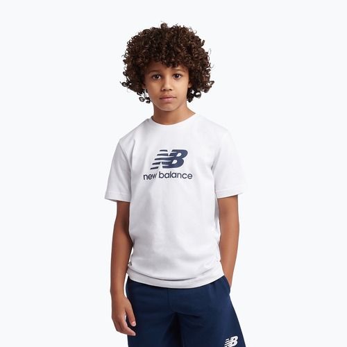 Komplet dziecięcy New Balance Stacked Logo Tee & FT Short nb bright white
