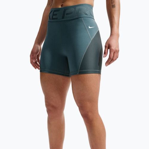 Spodenki damskie Nike Pro Sculpt High Waisted 5" Biker mineral slate/faded spruce/white
