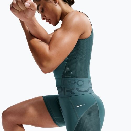Spodenki damskie Nike Pro Sculpt High Waisted 5" Biker mineral slate/faded spruce/white