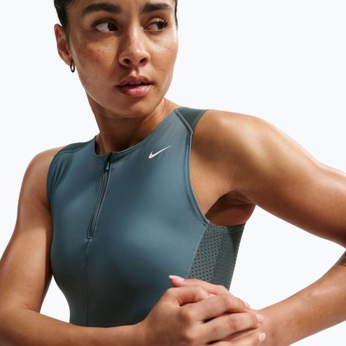 Koszulka treningowa damska Nike Pro Dri-Fit mineral slate/faded spruce/white