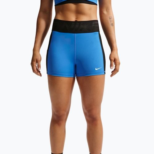 Spodenki treningowe damskie Nike Pro Sculpt Dri-Fit High-Waisted Biker 5" light photo blue/black/white