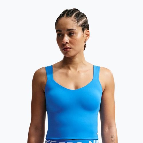 Koszulka treningowa damska Nike Pro Sculpt Medium Support Padded Tank light photoblue/white
