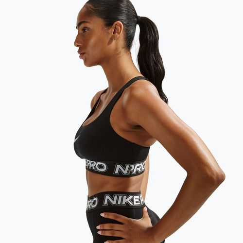 Biustonosz treningowy Nike Pro Light Support Non Padded black/white/metallic silver
