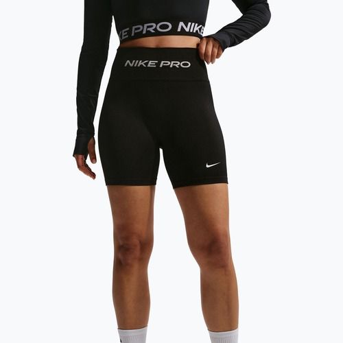 Spodenki treningowe damskie Nike Pro Seamless High Waisted Biker 5" black/white