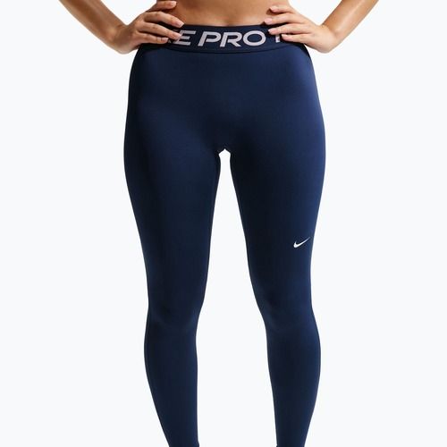 Legginsy damskie Nike Pro Mid-Rise Full midnight navy/white