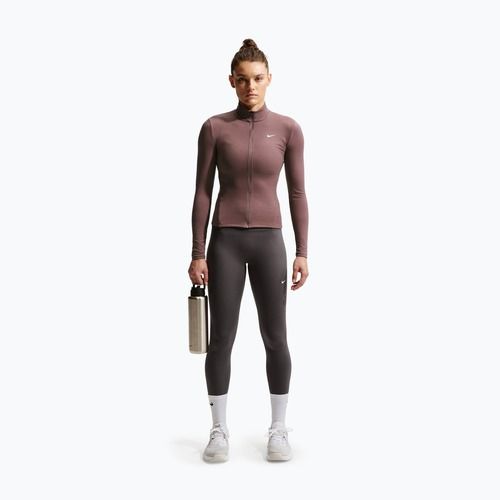Bluza treningowa damska Nike One Fitted Dri-Fit Full-Zip burgundy tattoo/white