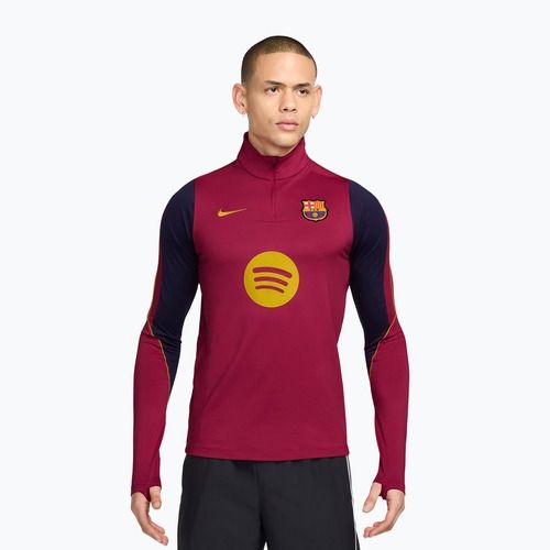 Bluza piłkarska męska Nike FC Barcelona Strike Soccer Drill Top noble red/mineral yellow/mineral yellow