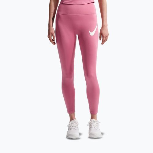Legginsy do biegania damskie Nike Tempo Swoosh Run High-Waisted 7/8 peony/white