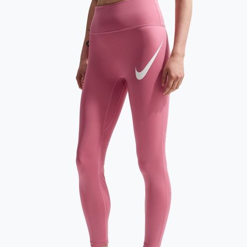 Legginsy do biegania damskie Nike Tempo Swoosh Run High-Waisted 7/8 peony/white
