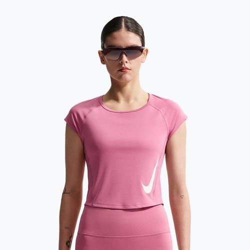 Koszulka do biegania damska Nike Swoosh Run Dri-Fit peony/photon dust/white