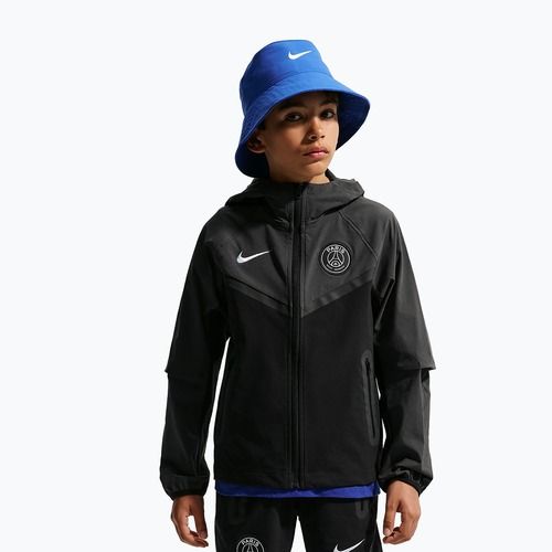Kurtka piłkarska dziecięca Nike Paris Saint-Germain Tech Full Zip black/anthracite/white
