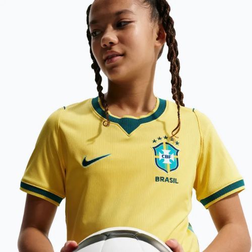 Koszulka piłkarska dziecięca Nike Brazil 2026 Stadium Home Soccer Replica canary/light menta/geode teal