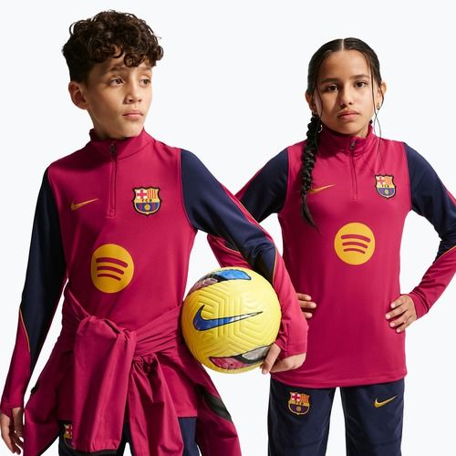 Bluza piłkarska dziecięca Nike FC Barcelona Strike Dri-Fit Soccer Knit Drill Top noble red/blackened blue/mineral yellow