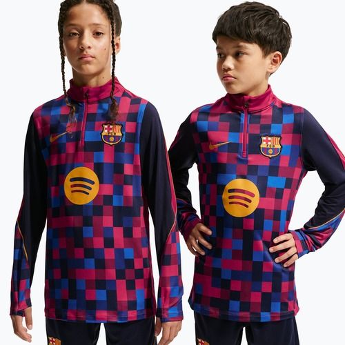 Bluza piłkarska dziecięca Nike FC Barcelona Dri-Fit Strike Drill Top noble red/noble red/mineral yellow