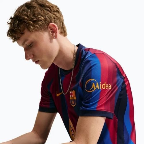 Koszulka piłkarska męska Nike FC Barcelona Dri-Fit Stadium Home deep garnet/blue void/mineral yellow