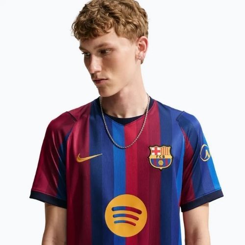 Koszulka piłkarska męska Nike FC Barcelona Dri-Fit Stadium Home deep garnet/blue void/mineral yellow