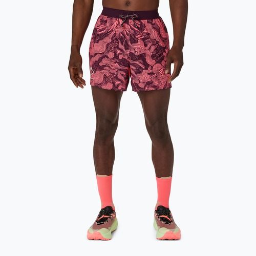 Spodenki do biegania męskie ASICS Fujitrail All Over Print 5In Short blazing coral/dark aubergine
