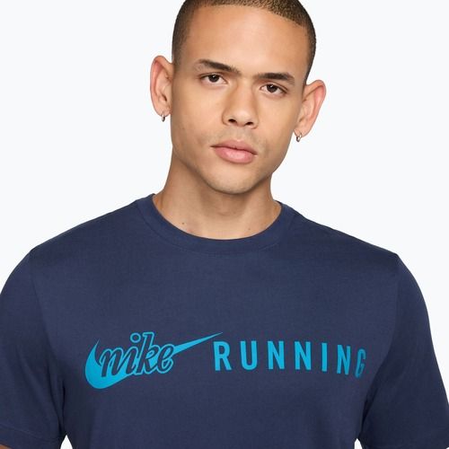 Koszulka do biegania męska Nike Dri-Fit Running T-Shirt midnight navy/light current blue