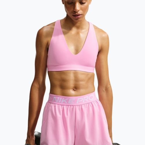 Biustonosz treningowy Nike Indy Strappy pink rise/black