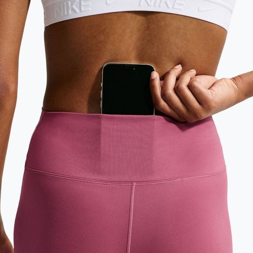 Legginsy damskie Nike One High Waisted Flared pink smoke/white