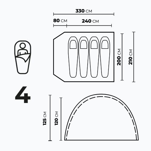 Namiot kempingowy 4-osobowy KADVA CAMPdome 4 niebieski