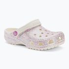 Klapki dziecięce Crocs Classic Glitter Clog Kids bianco sporco