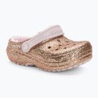 Klapki dziecięce Crocs Classic Lined Glitter Clog gold/barely pink