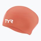 Czepek pływacki TYR Long Hair Wrinkle Free Silicone coral/white