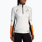 Bluza do biegania damska Brooks Run Visible 1/2 Zip 2.0 ecru/fluoro flash/black